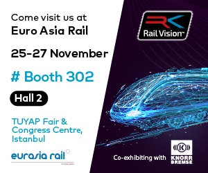 A poster for the eurasian rail vision exhibition.
