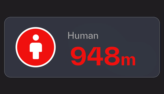 A screen showing the human 948 m.